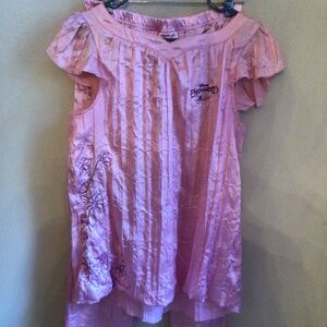 Ladies Disney Enchanted Pink Silky Embroidered Pajama Set Size Medium